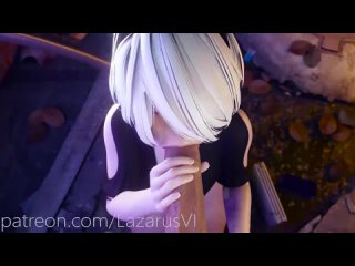 android yorha 2b - without sound; oral sex; minet; blowjob; deepthroat; 3d sex porno hentai; (by @lazarusvi) [nier:automata]